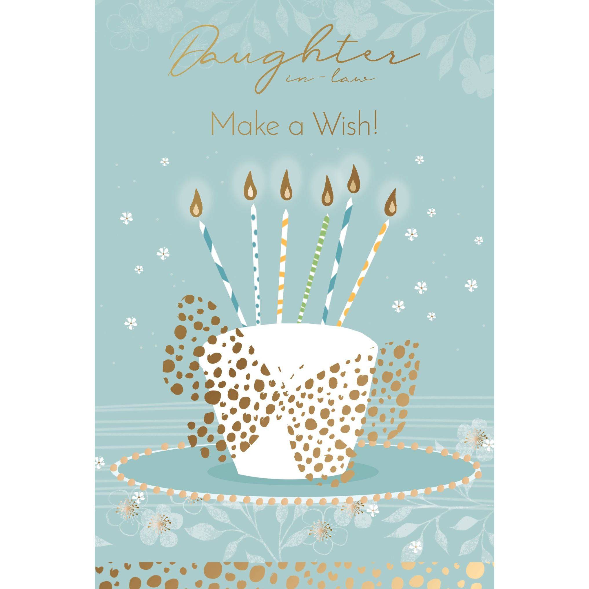 Make A Wish cupcake birthday card for daughter-in-law by Pictura featuring colorful cupcake illustration on an everyday greeting card
